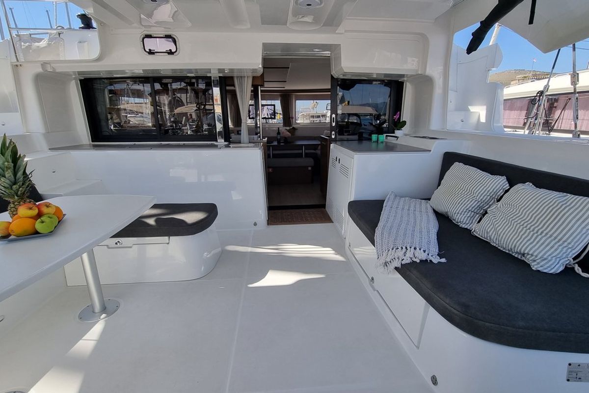 Deck of Magic Point, a Lagoon 46 catamaran at Split, Croatia