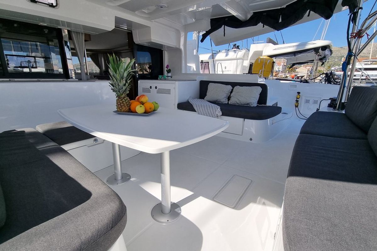 Deck of Magic Point, a Lagoon 46 catamaran at Split, Croatia
