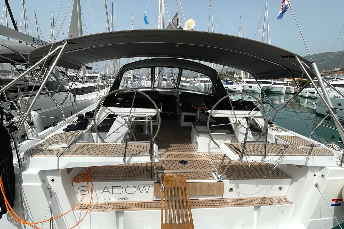Cockpit of Shadow of the wind, a Hanse Yachts Hanse 460 sailboat at Grad Kaštela, Croatia