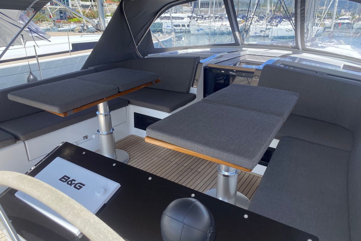 Deck of Shadow of the wind, a Hanse Yachts Hanse 460 sailboat at Grad Kaštela, Croatia