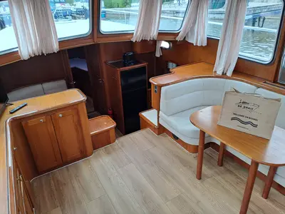 Salon of Drait 50, a De Drait Classicline 1300 motorboat at Woudsend, Netherlands