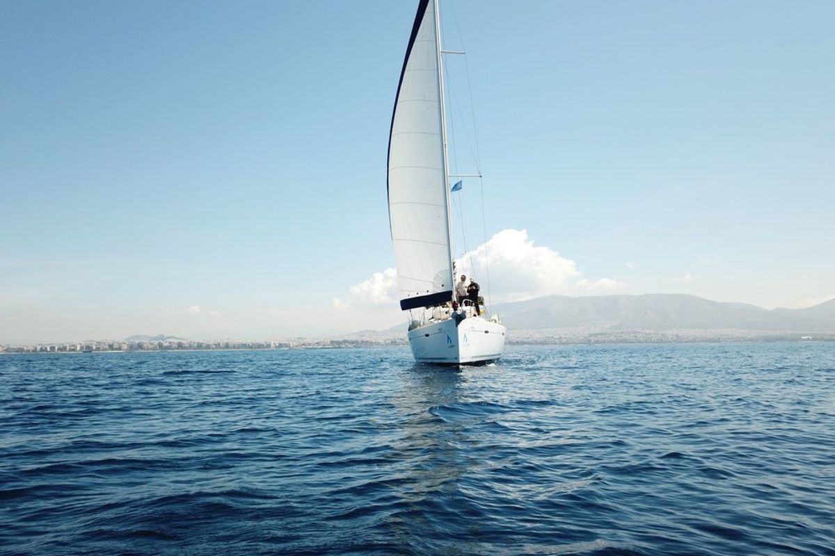 Exterior view of Sifnos 46.1, a Beneteau Oceanis 46 sailboat at Athens, Greece