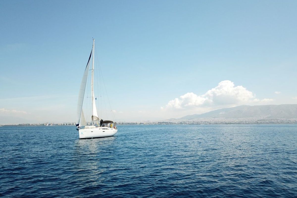 Exterior view of Sifnos 46.1, a Beneteau Oceanis 46 sailboat at Athens, Greece