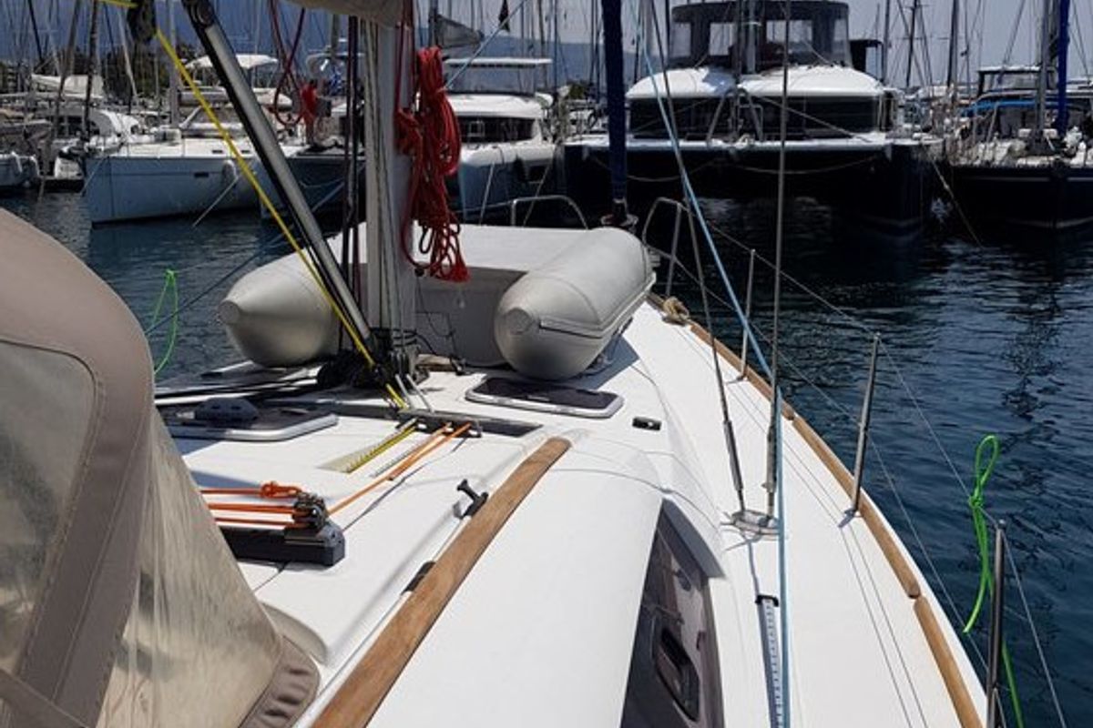 Deck of Sifnos 46.1, a Beneteau Oceanis 46 sailboat at Athens, Greece