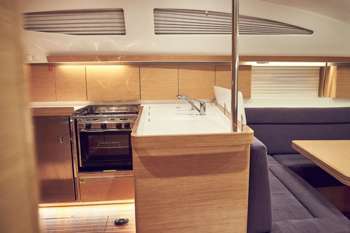 Galley of Six Friends, a Elan Impression 45 sailboat at Grad Pula, Croatia