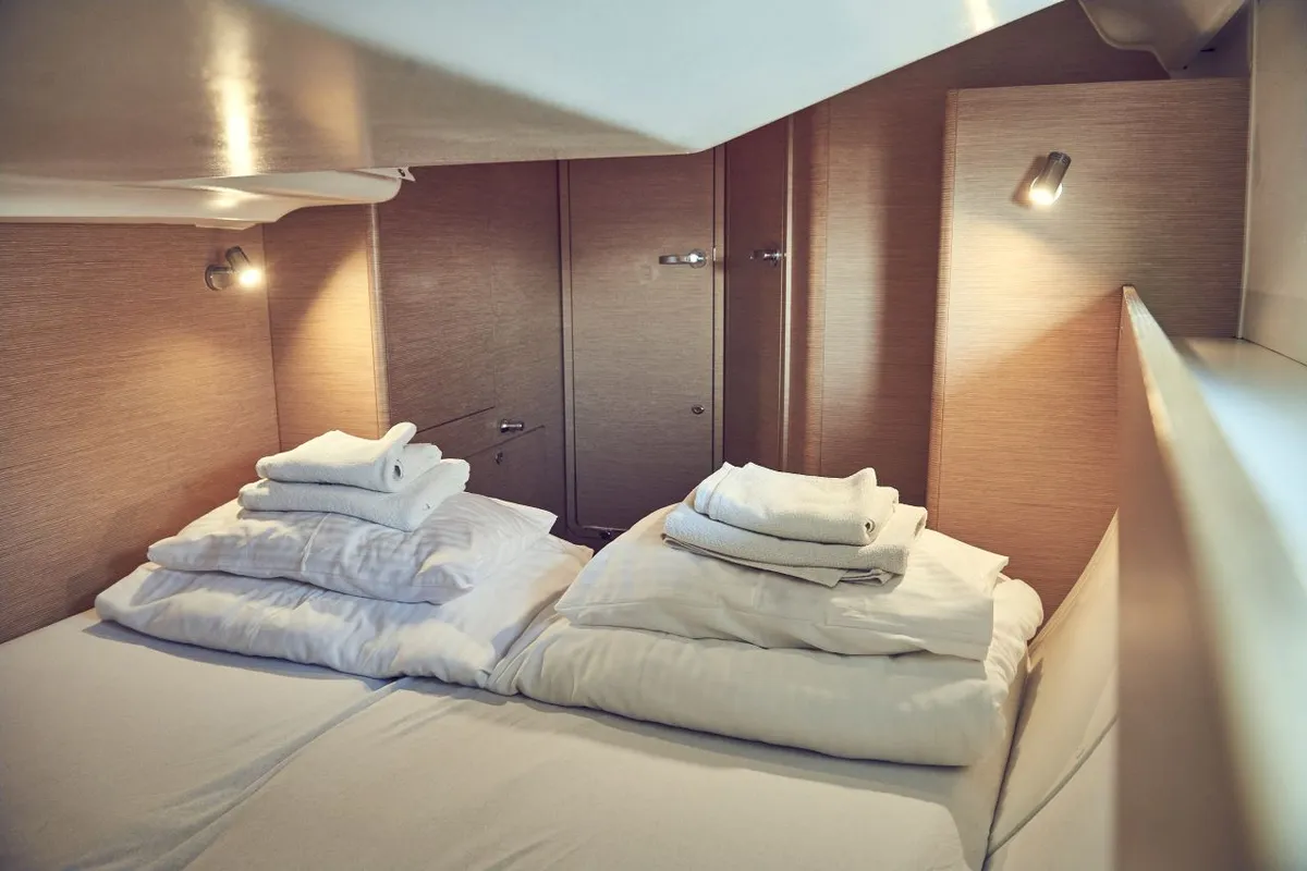 Cabin on Six Friends, a Elan Impression 45 sailboat at Grad Pula, Croatia