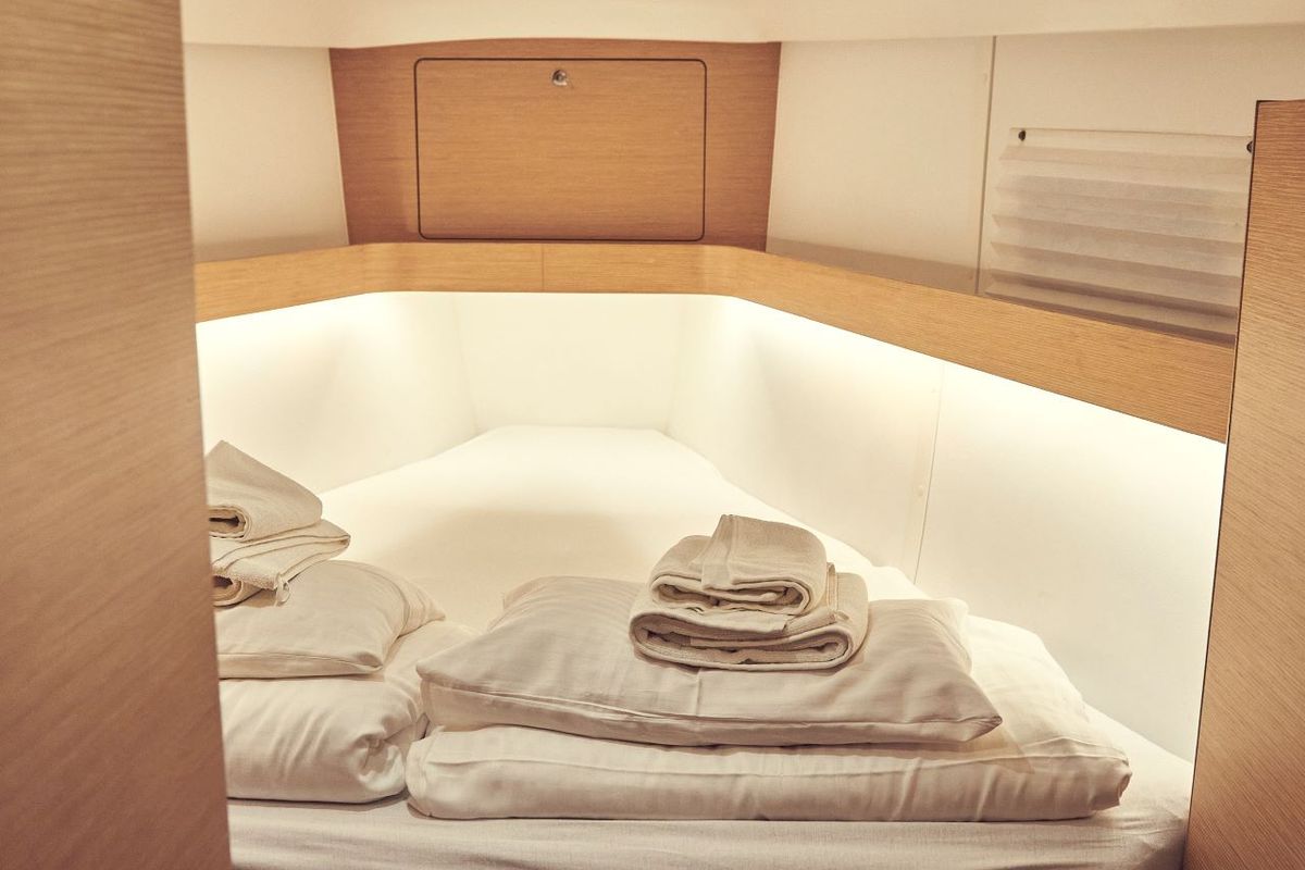 Cabin on Six Friends, a Elan Impression 45 sailboat at Grad Pula, Croatia