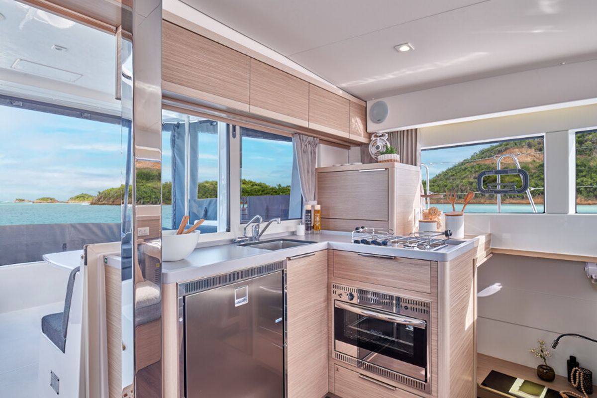 Galley of LINDA, a Lagoon 40 catamaran at Split, Croatia
