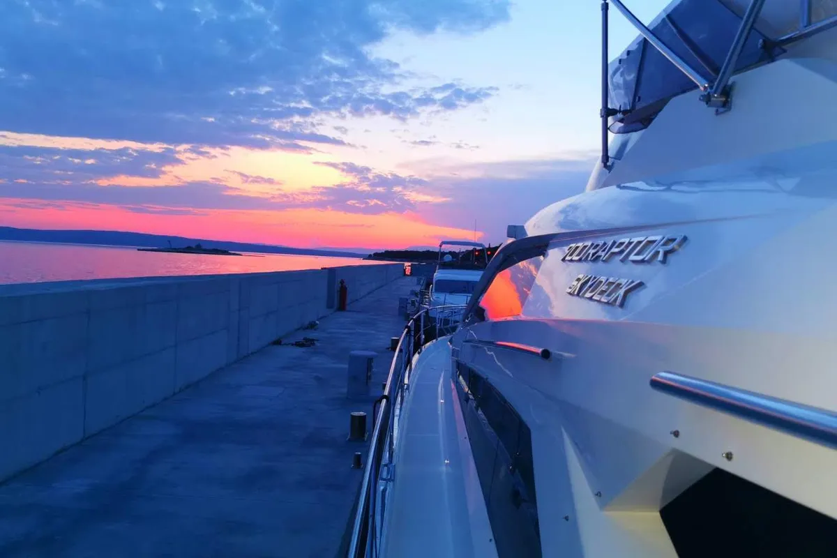 Obsession two, a Galeon Galeon 700 yacht at Novi Vinodolski, Croatia