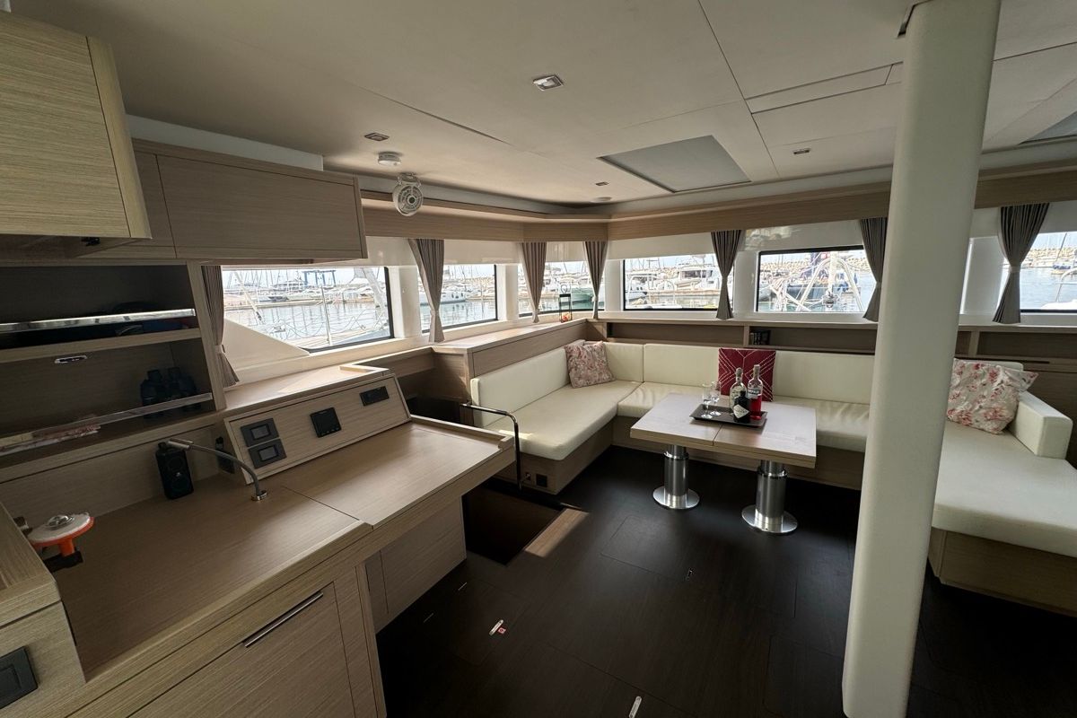 Salon of Jellyfish, a Lagoon 55 catamaran at Salerno, Italy