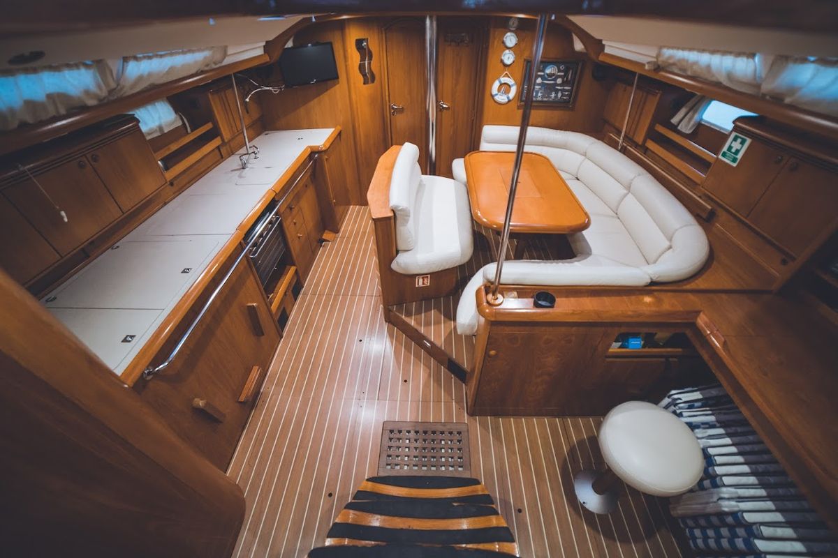 Salon of Anax, a Jeanneau Sun Odyssey 49i sailboat at Volos Municipality, Greece