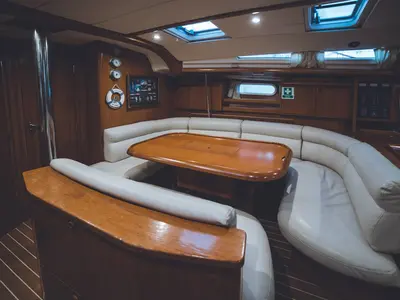 Salon of Anax, a Jeanneau Sun Odyssey 49i sailboat at Volos Municipality, Greece