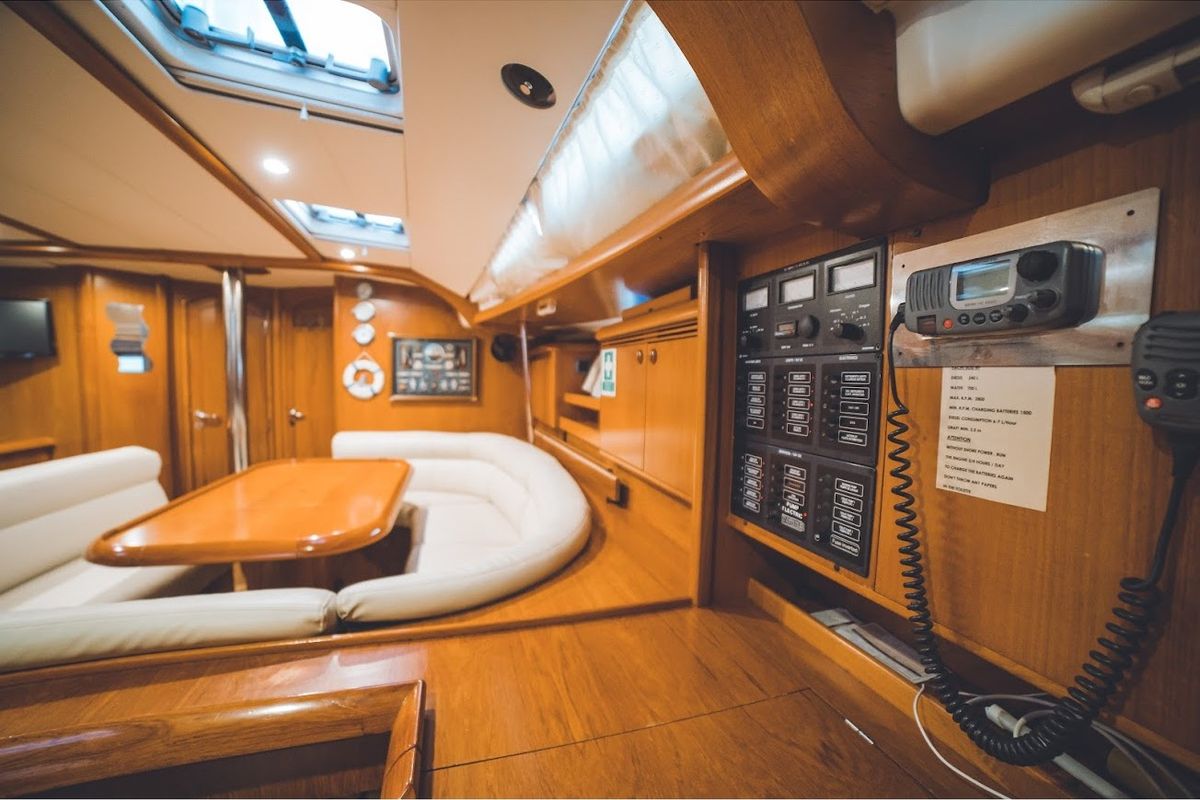 Salon of Anax, a Jeanneau Sun Odyssey 49i sailboat at Volos Municipality, Greece