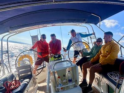 Cockpit of Anax, a Jeanneau Sun Odyssey 49i sailboat at Volos Municipality, Greece