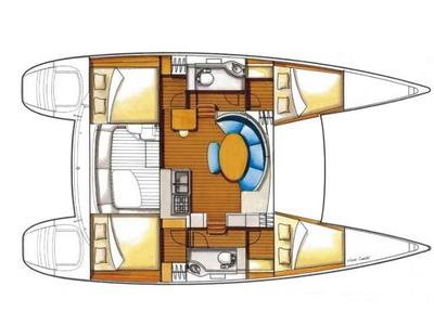 Floor plan of LANME, a Lagoon 380 catamaran at Propriano, France