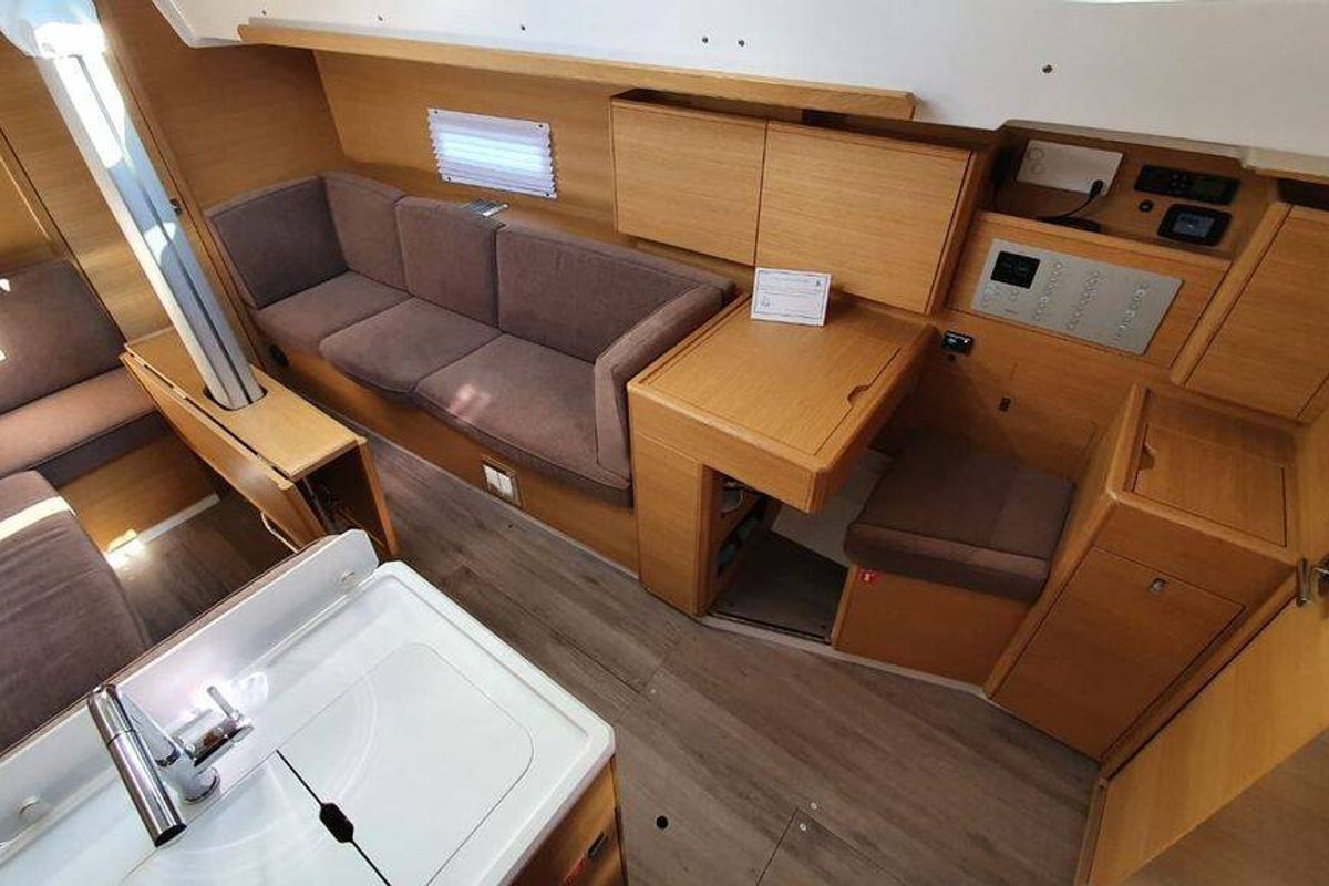 Salon of Stella Mare, a Elan E4 sailboat at Punat, Croatia