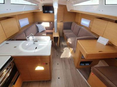 Salon of Stella Mare, a Elan E4 sailboat at Punat, Croatia