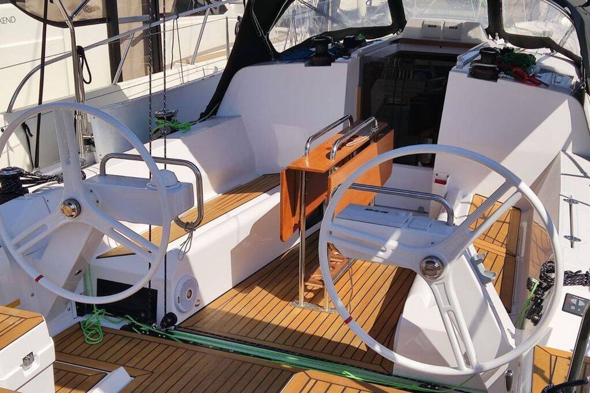 Cockpit of Stella Mare, a Elan E4 sailboat at Punat, Croatia