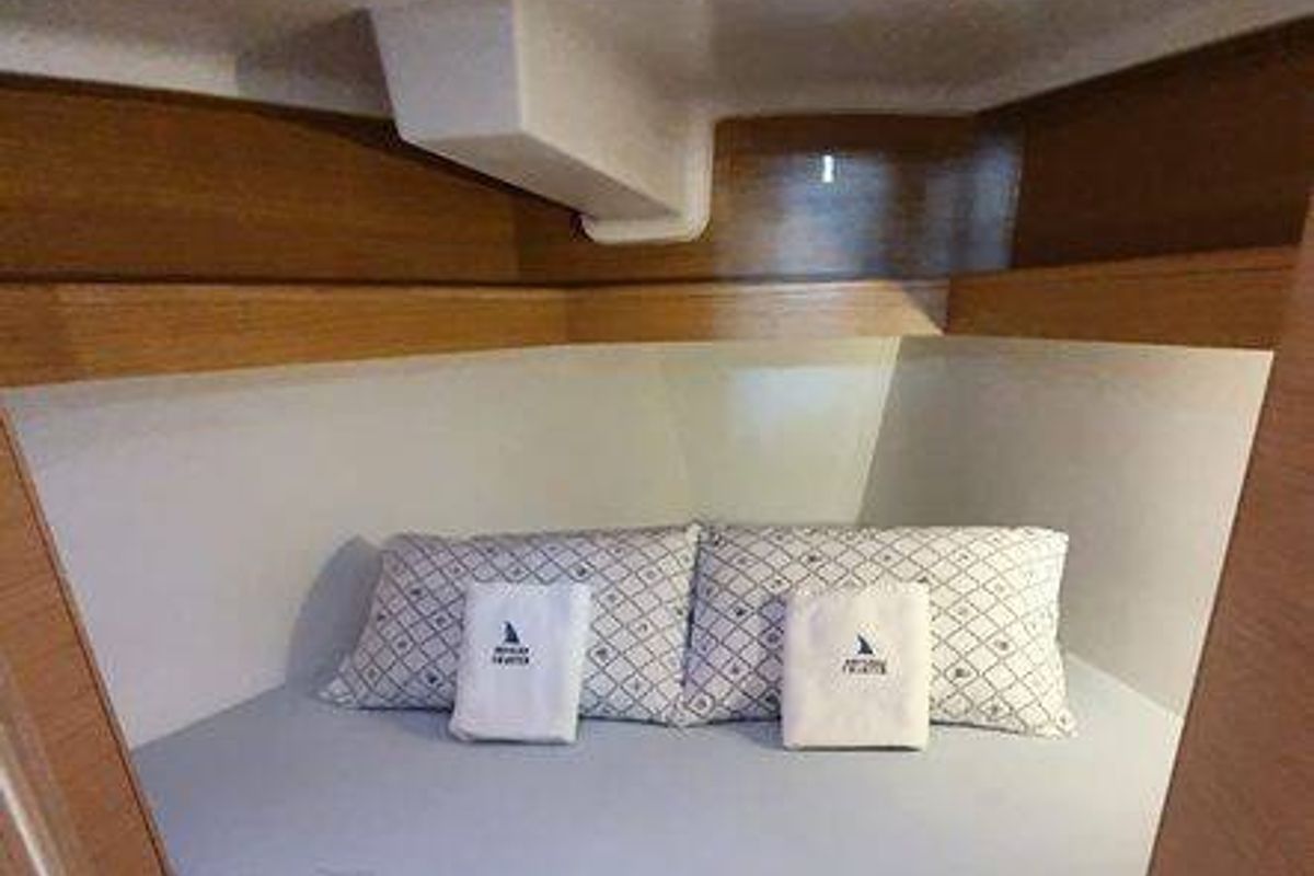 Cabin on Stella Mare, a Elan E4 sailboat at Punat, Croatia
