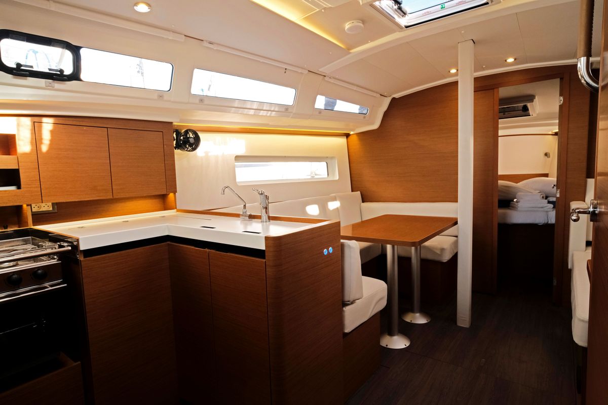 Galley of Sea Kiss, a Jeanneau Sun Odyssey 380 sailboat at Split, Croatia