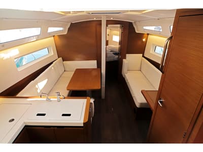 Salon of Sea Kiss, a Jeanneau Sun Odyssey 380 sailboat at Split, Croatia