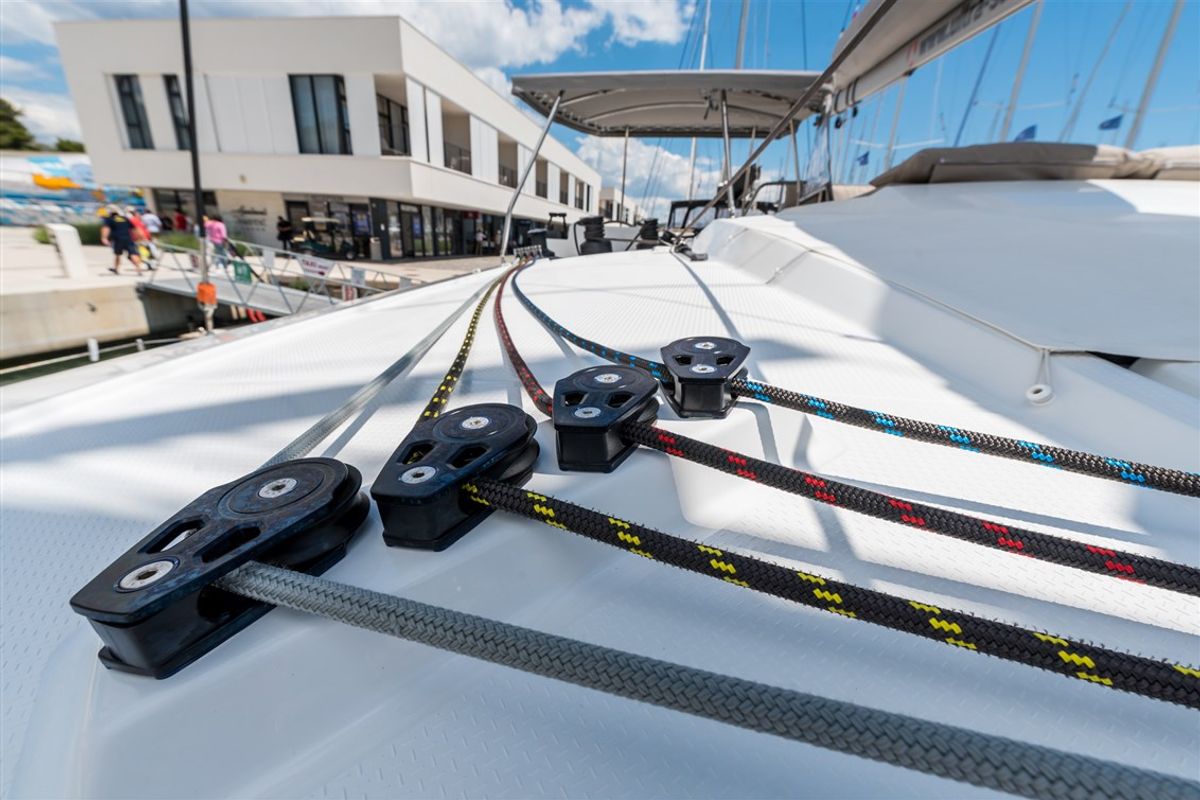 Sunny Wave, a Fountaine Pajot Saona 47 Quintet catamaran at Seget Donji, Croatia