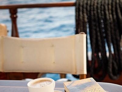 Deck of Queen of Datca, a Gulet Gulet gulet at Kos, Greece
