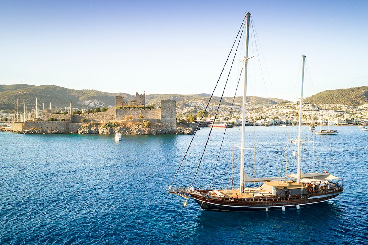 Exterior view of Queen of Datca, a Gulet Gulet gulet at Kos, Greece