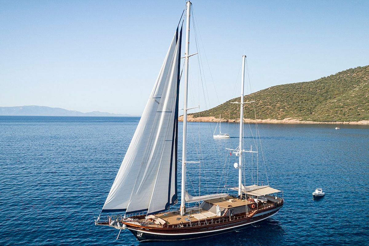 Exterior view of Queen of Datca, a Gulet Gulet gulet at Kos, Greece