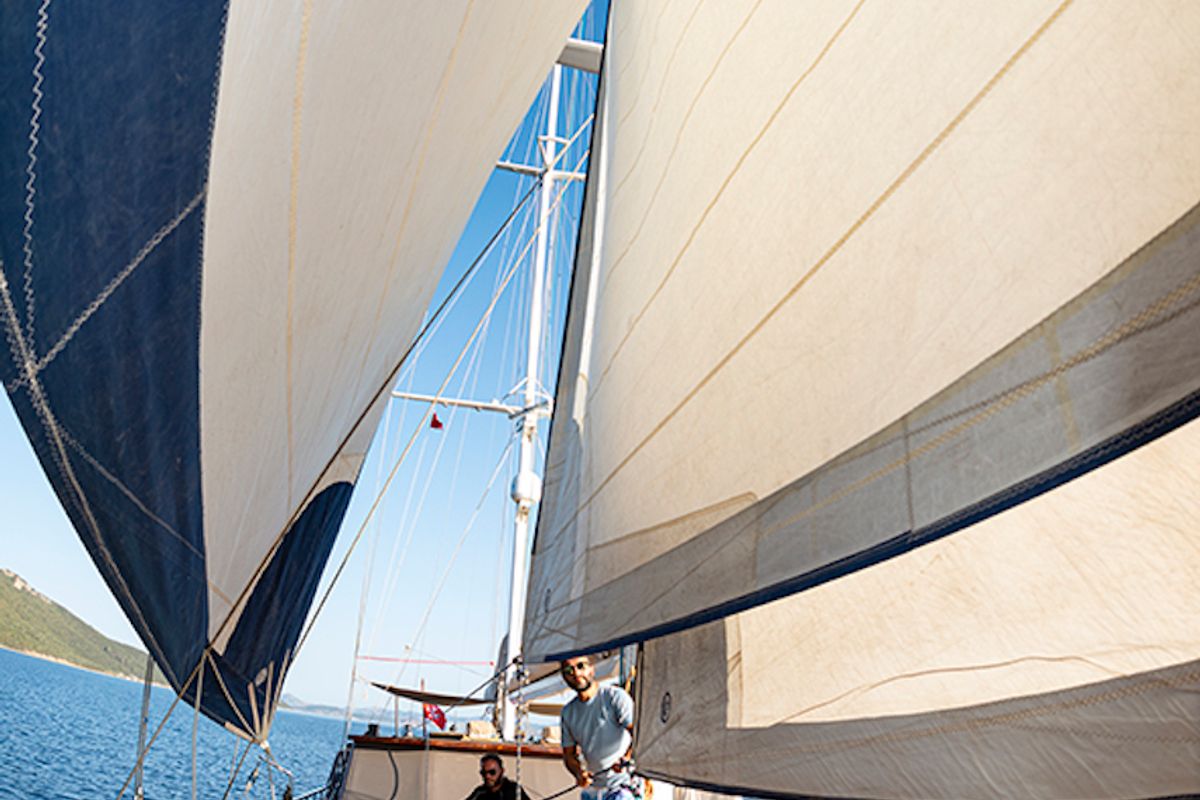 Deck of Queen of Datca, a Gulet Gulet gulet at Kos, Greece