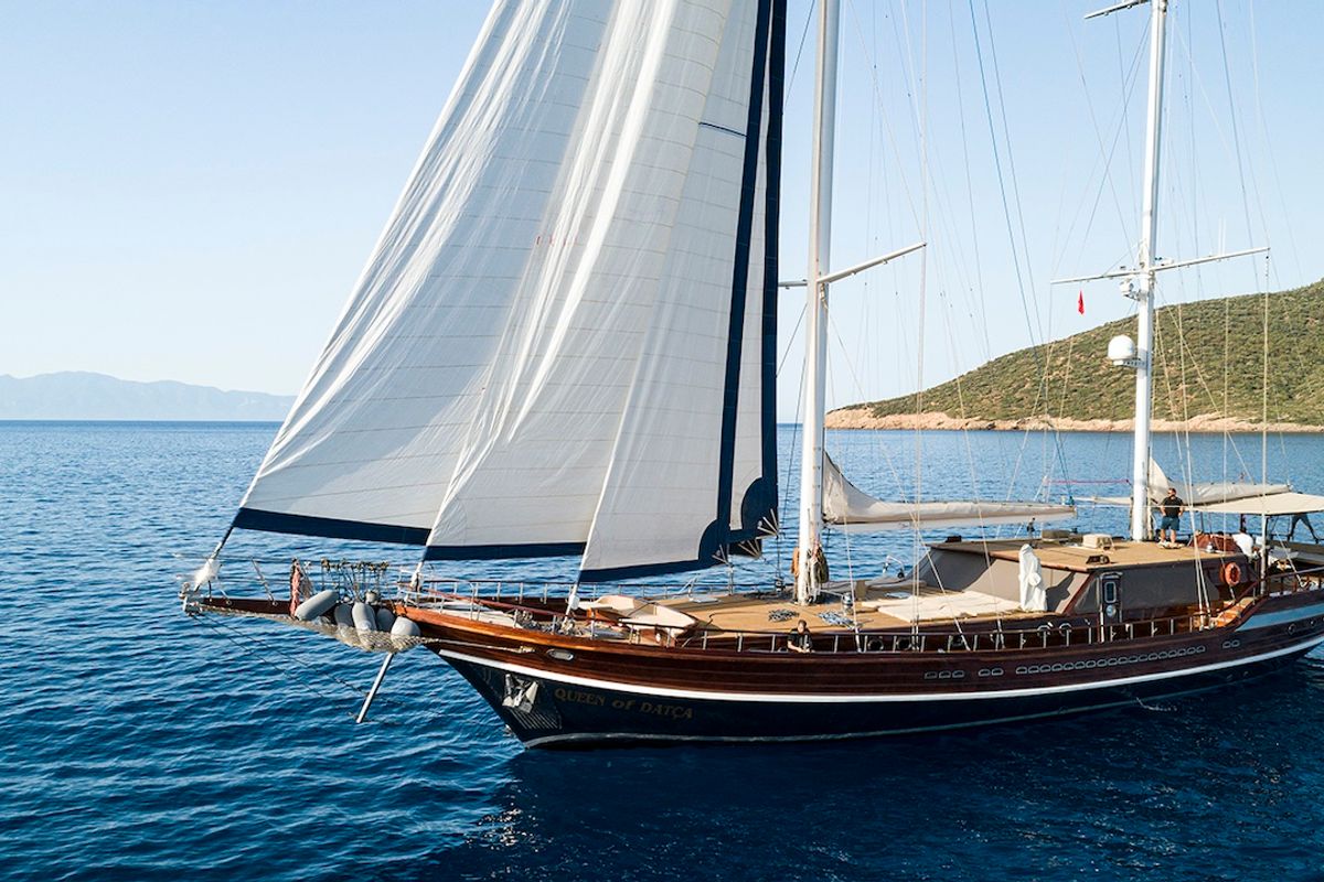 Exterior view of Queen of Datca, a Gulet Gulet gulet at Kos, Greece