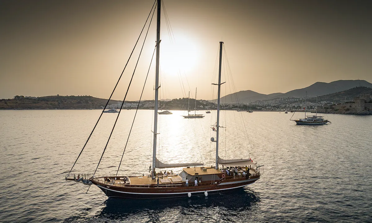 Exterior view of Queen of Datca, a Gulet Gulet gulet at Kos, Greece