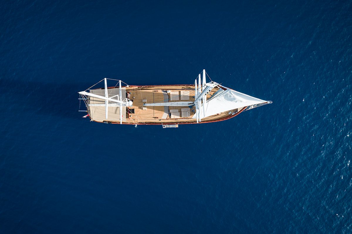 Exterior view of Queen of Datca, a Gulet Gulet gulet at Kos, Greece
