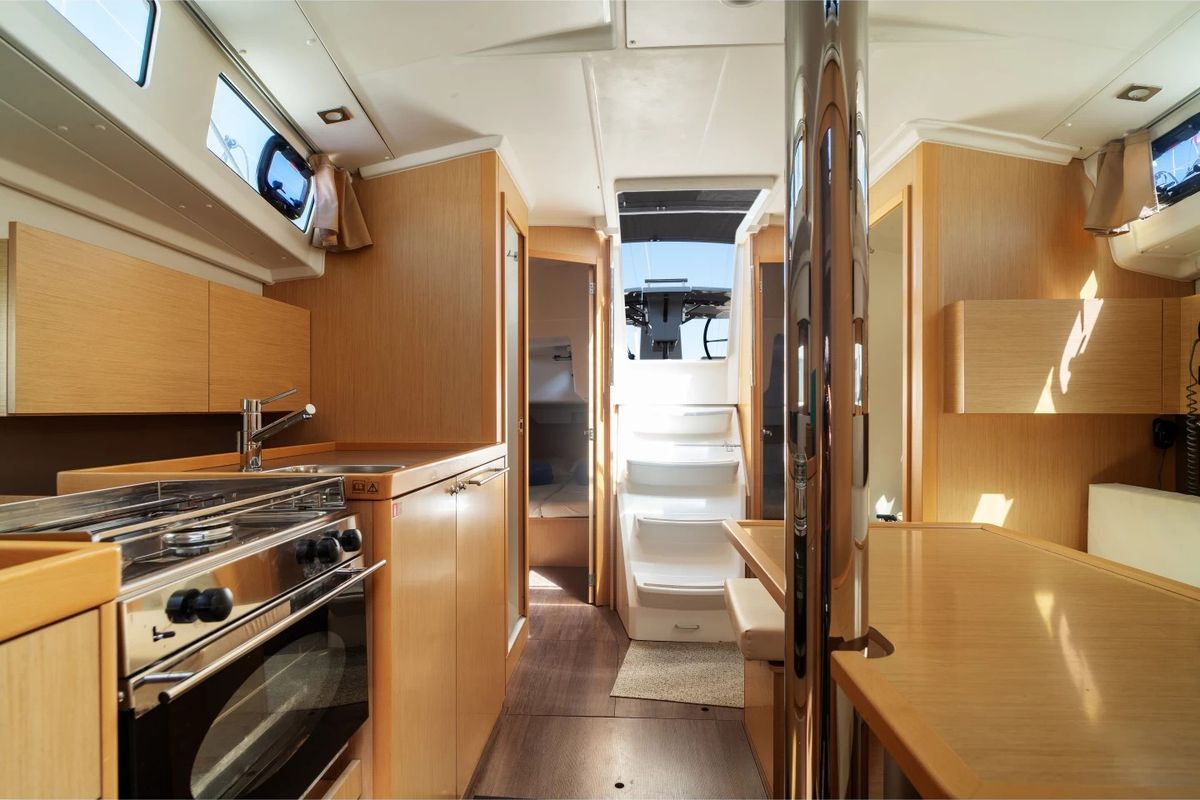 Galley of Epicteto, a Beneteau Oceanis 38 sailboat at Roses, Spain