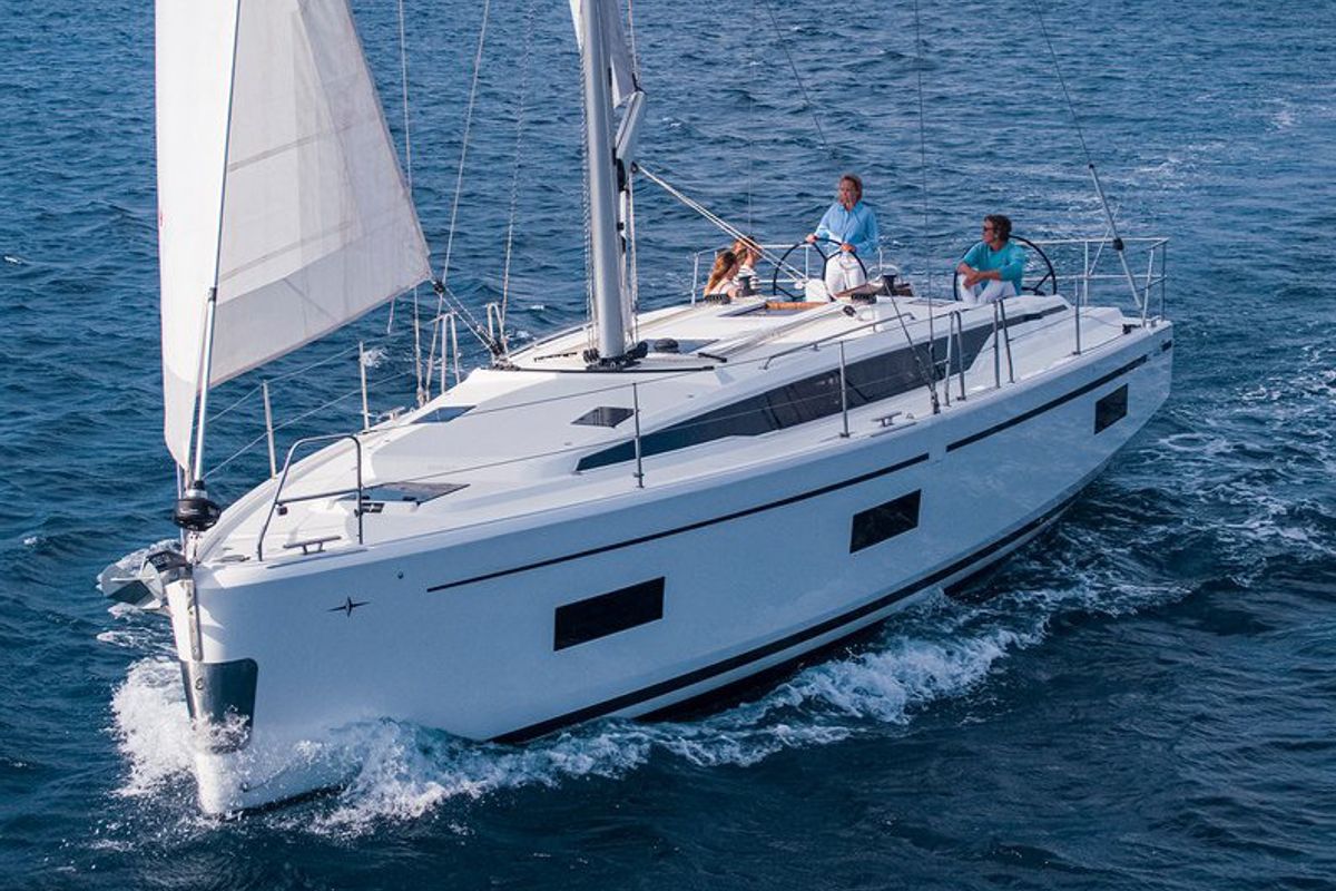 Exterior view of ONYX, a Bavaria C42 sailboat at Grad Kaštela, Croatia