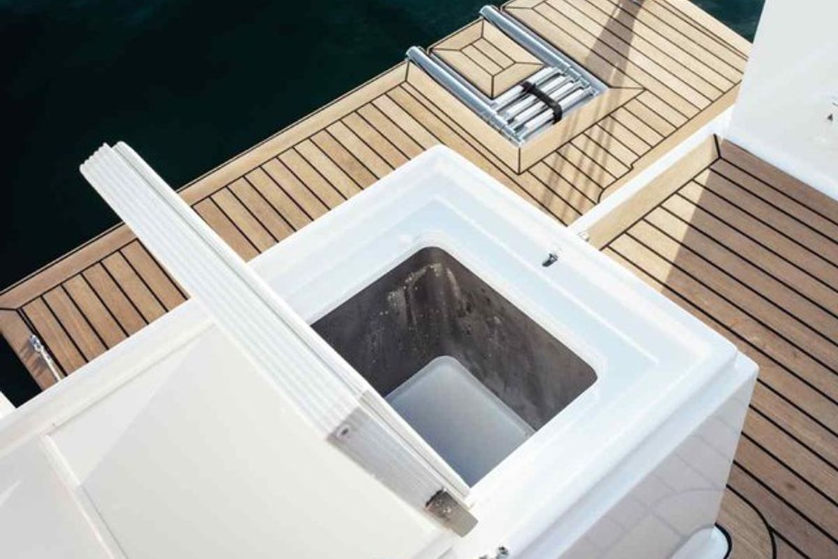 Deck of Fuga, a Elan Impression 40.1 sailboat at Punat, Croatia