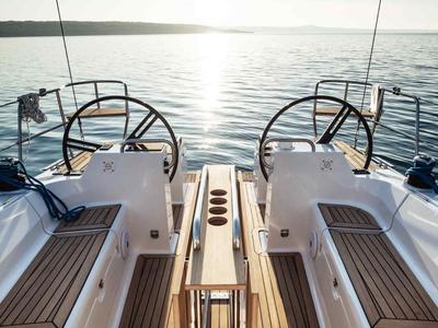 Cockpit of Fuga, a Elan Impression 40.1 sailboat at Punat, Croatia