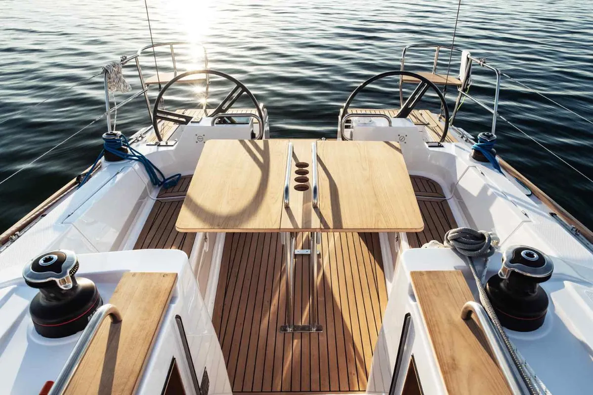 Cockpit of Fuga, a Elan Impression 40.1 sailboat at Punat, Croatia