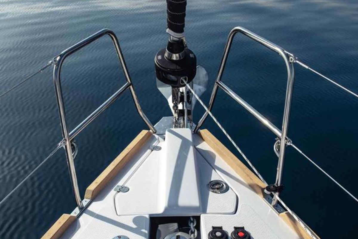 Exterior view of Fuga, a Elan Impression 40.1 sailboat at Punat, Croatia