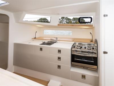 Galley of TOSTAKY, a Pogo Structures Pogo 44 sailboat at La Rochelle, France