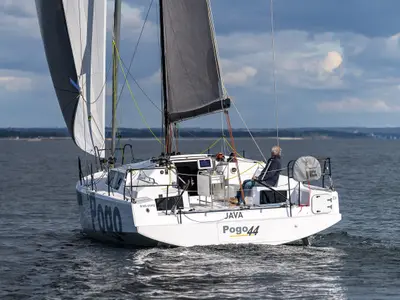 Cockpit of TOSTAKY, a Pogo Structures Pogo 44 sailboat at La Rochelle, France