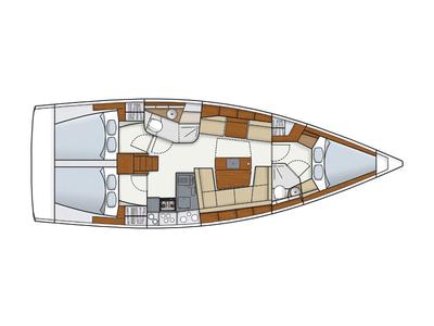 Salon of Talia, a Hanse Yachts Hanse 415 sailboat at Puntone di Scarlino, Italy
