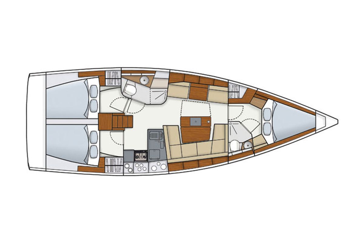 Salon of Talia, a Hanse Yachts Hanse 415 sailboat at Puntone di Scarlino, Italy