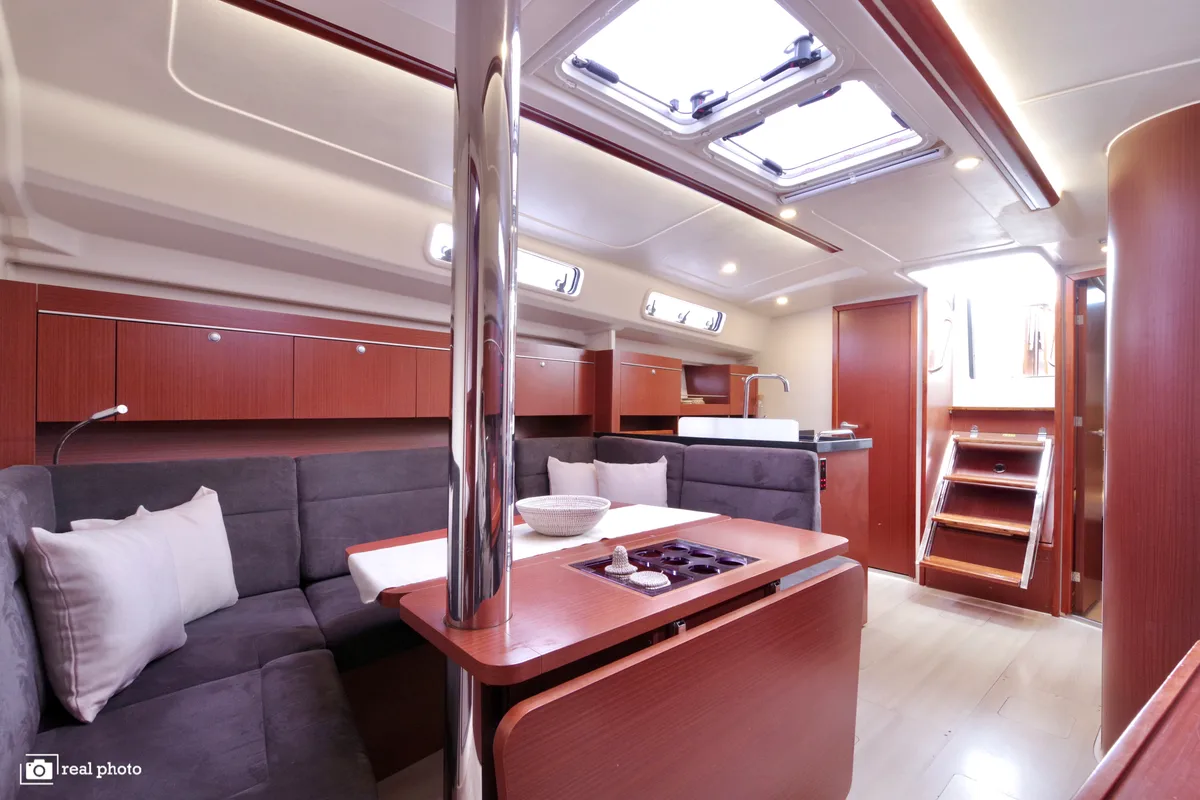 Exterior view of Talia, a Hanse Yachts Hanse 415 sailboat at Puntone di Scarlino, Italy