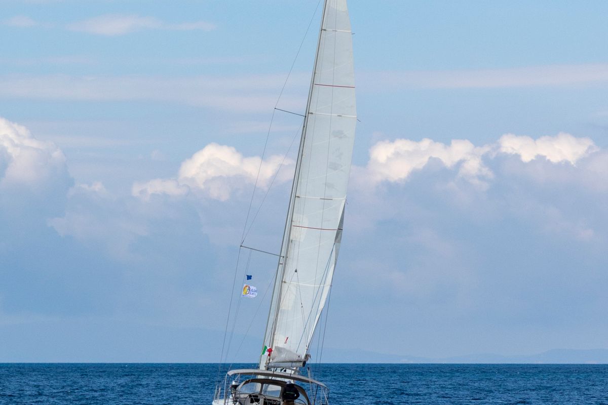 Exterior view of Talia, a Hanse Yachts Hanse 415 sailboat at Puntone di Scarlino, Italy