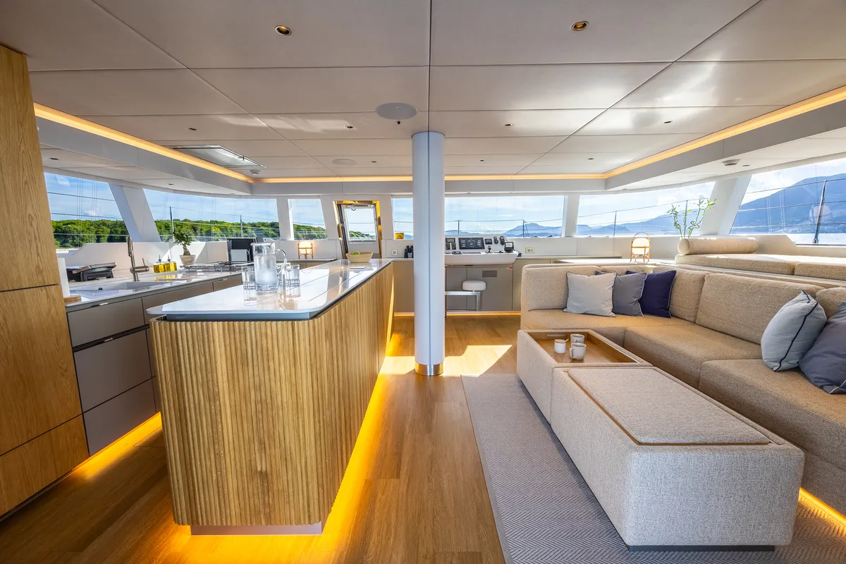 Salon of MyMaria, a Sunreef Yachts Sunreef 60 catamaran at Municipal Unit of Lefkada, Greece