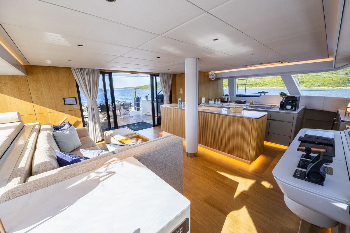 Salon of MyMaria, a Sunreef Yachts Sunreef 60 catamaran at Municipal Unit of Lefkada, Greece