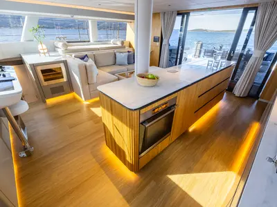 Galley of MyMaria, a Sunreef Yachts Sunreef 60 catamaran at Municipal Unit of Lefkada, Greece