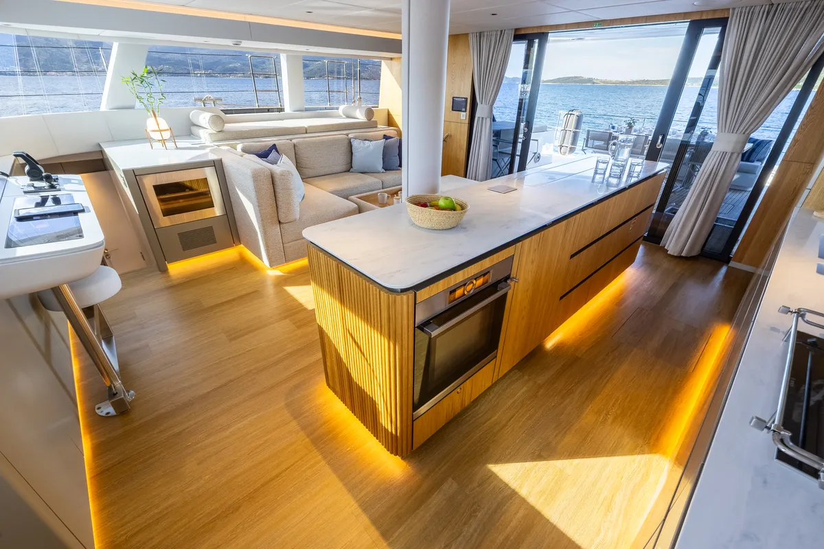 Galley of MyMaria, a Sunreef Yachts Sunreef 60 catamaran at Municipal Unit of Lefkada, Greece