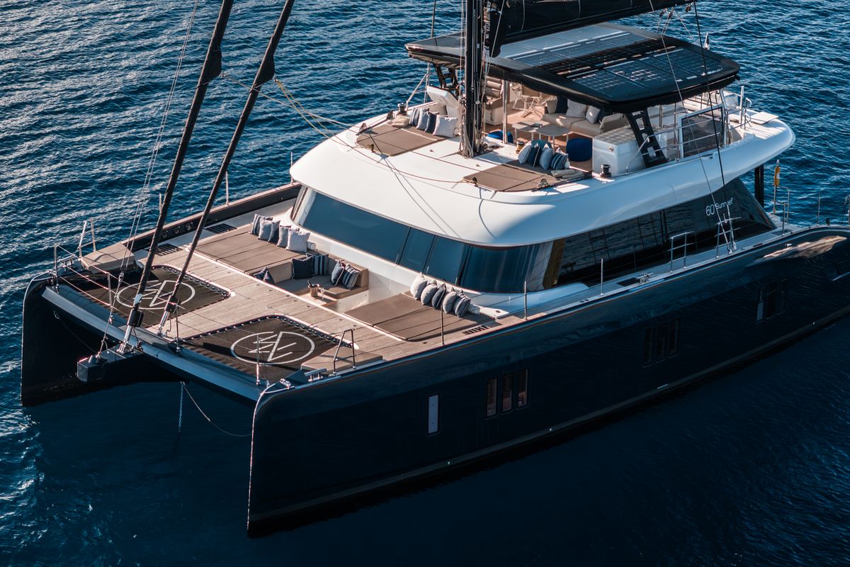 Exterior view of MyMaria, a Sunreef Yachts Sunreef 60 catamaran at Municipal Unit of Lefkada, Greece